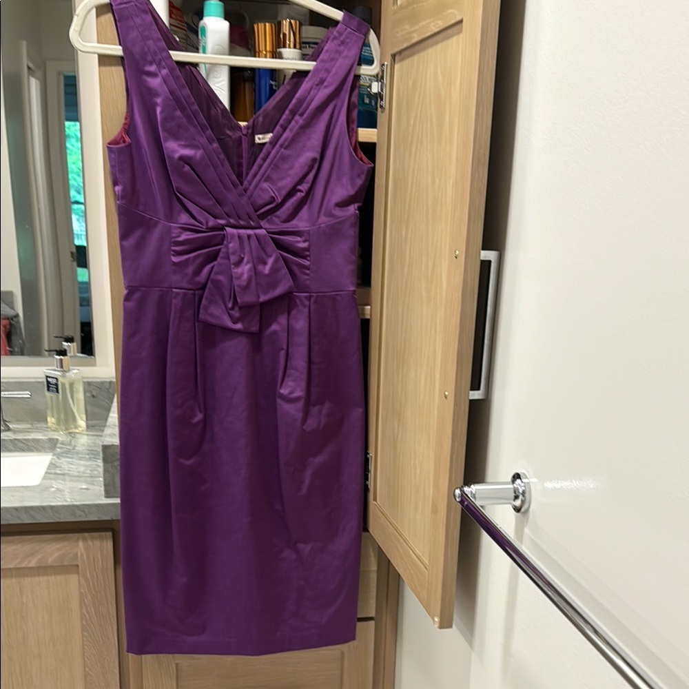 Nanette Lepore Purple Ruched Tie Front Sheath Dress